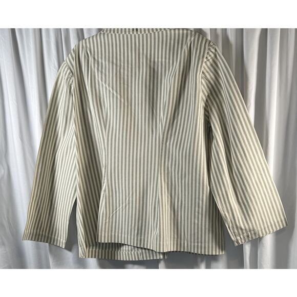 One Button Striped Linen Blend Blazer, Taupe & Ivory, Sz: 22W, 82-28 - Picture 10 of 11